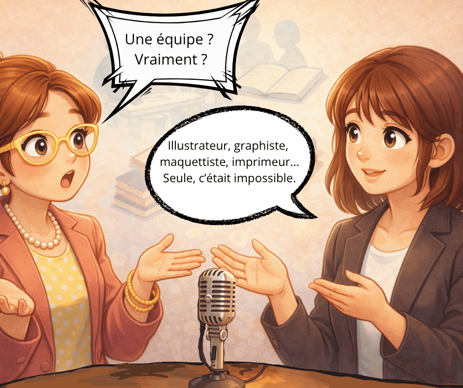 Mme pipelette: Une equipe vraiment ? l'autrice: illustrateur, graphiste, maquettiste, imprimeur...