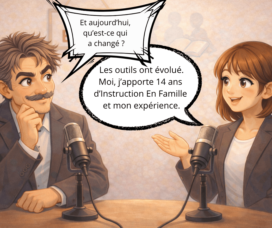 Mr fouinard: Qu'est ce qui a changé aujourd'hui ? L'autrice: les outils ont changé. Moi j'apporte 14ans d'instruction en famille et mon expérience.