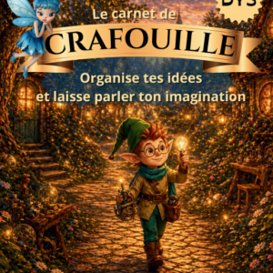 Couverture du carnet de Crafouille pour enfant, livre d’activités pour organiser ses idées, développer la créativité et stimuler l’imagination