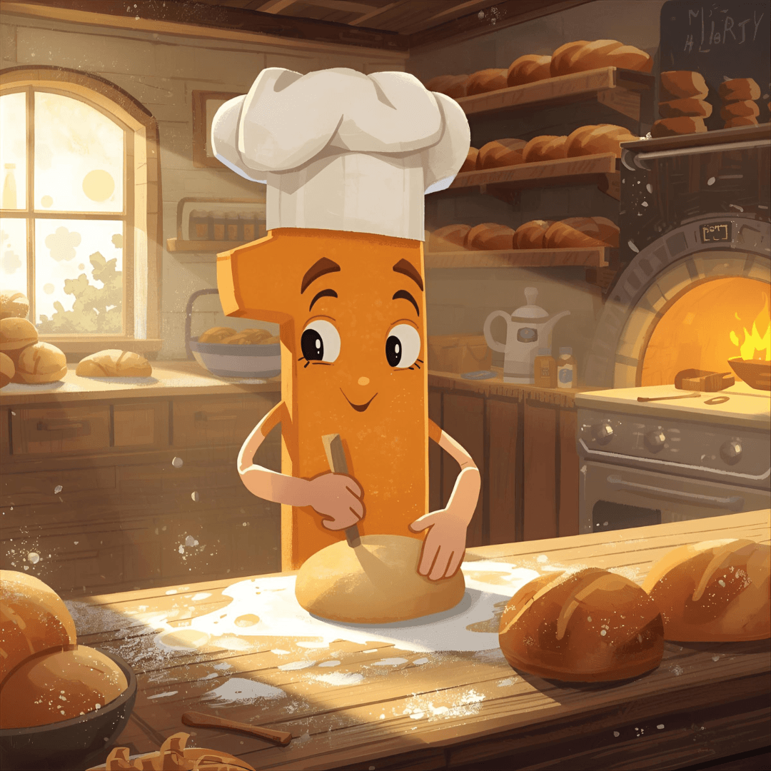 Chiffre 1 boulanger apprenant à un enfant à compter simplement